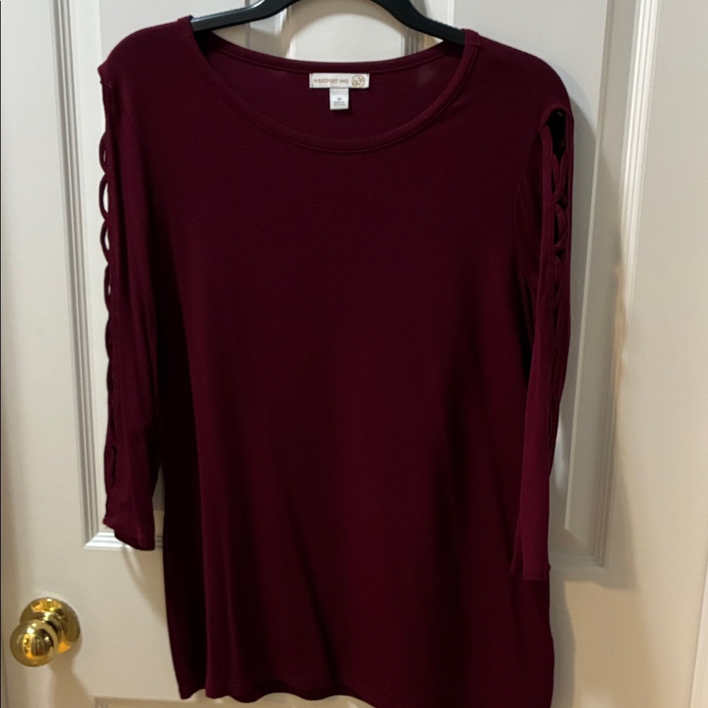 Apt. 9 Deep Burgundy Blouse with Cutout Sleeves